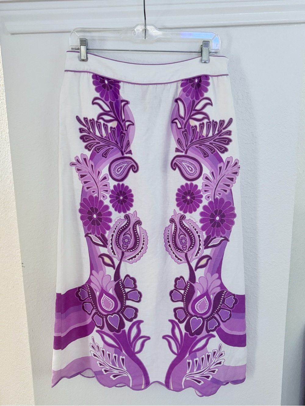 FARM Rio Color Festival Cream Midi Skirt SZ M - Picture 2 of 3